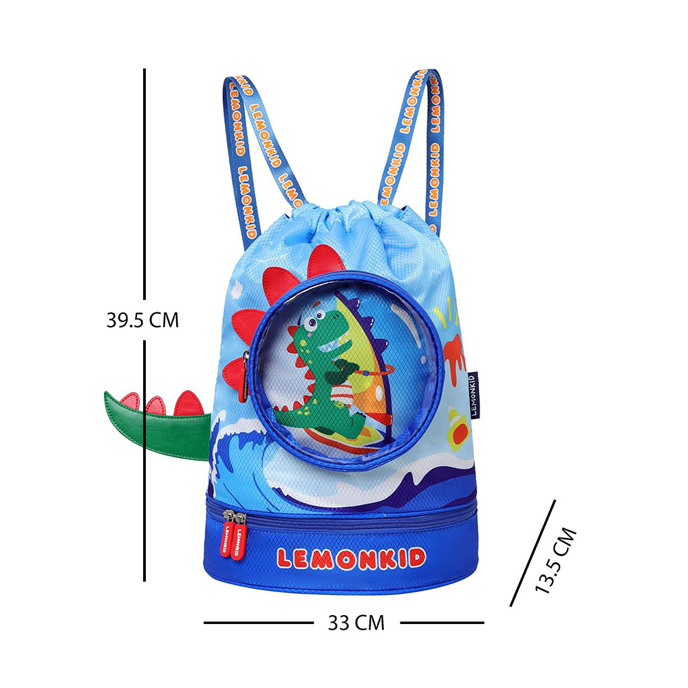 Kids Round Dinosaur , waterproof Swimming Bag/Beach Bag, Blue