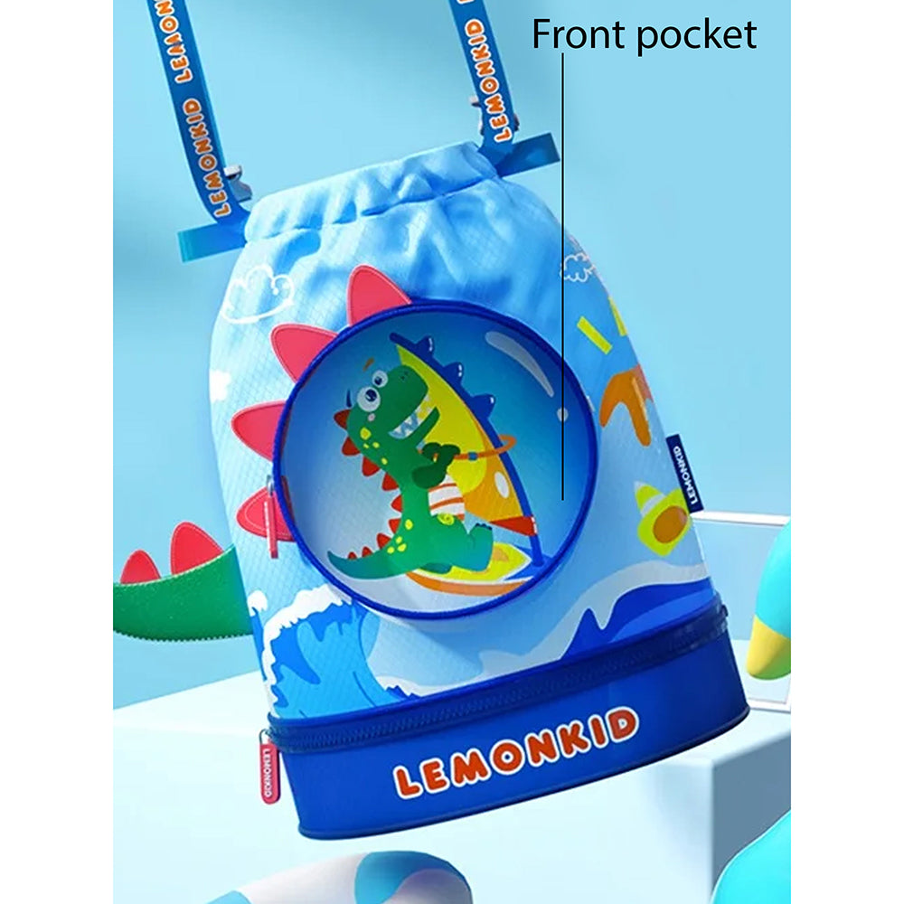 Kids Round Dinosaur , waterproof Swimming Bag/Beach Bag, Blue