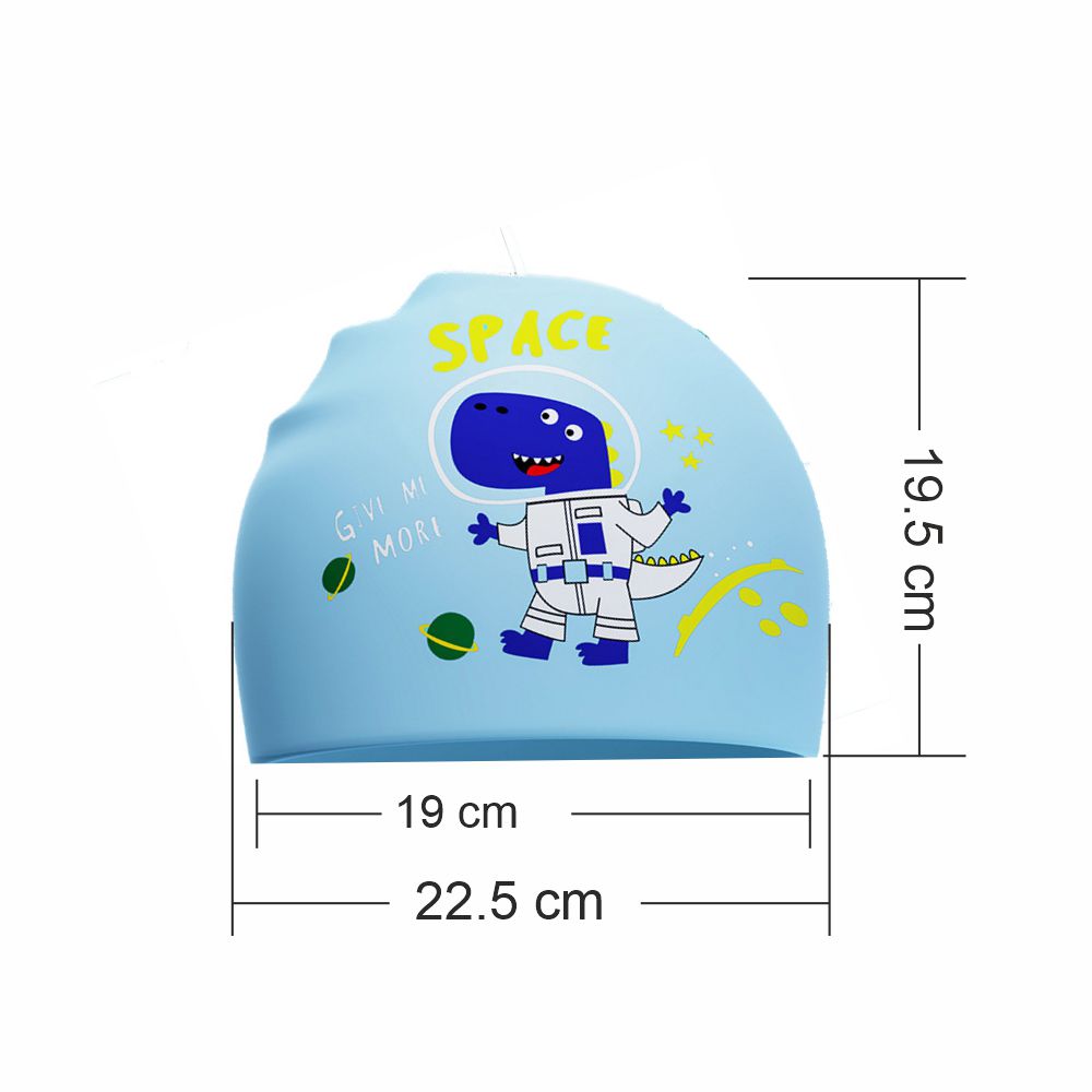 Blue Astro Dino, Silicone Kids Swim Cap, 4 years - 10 years