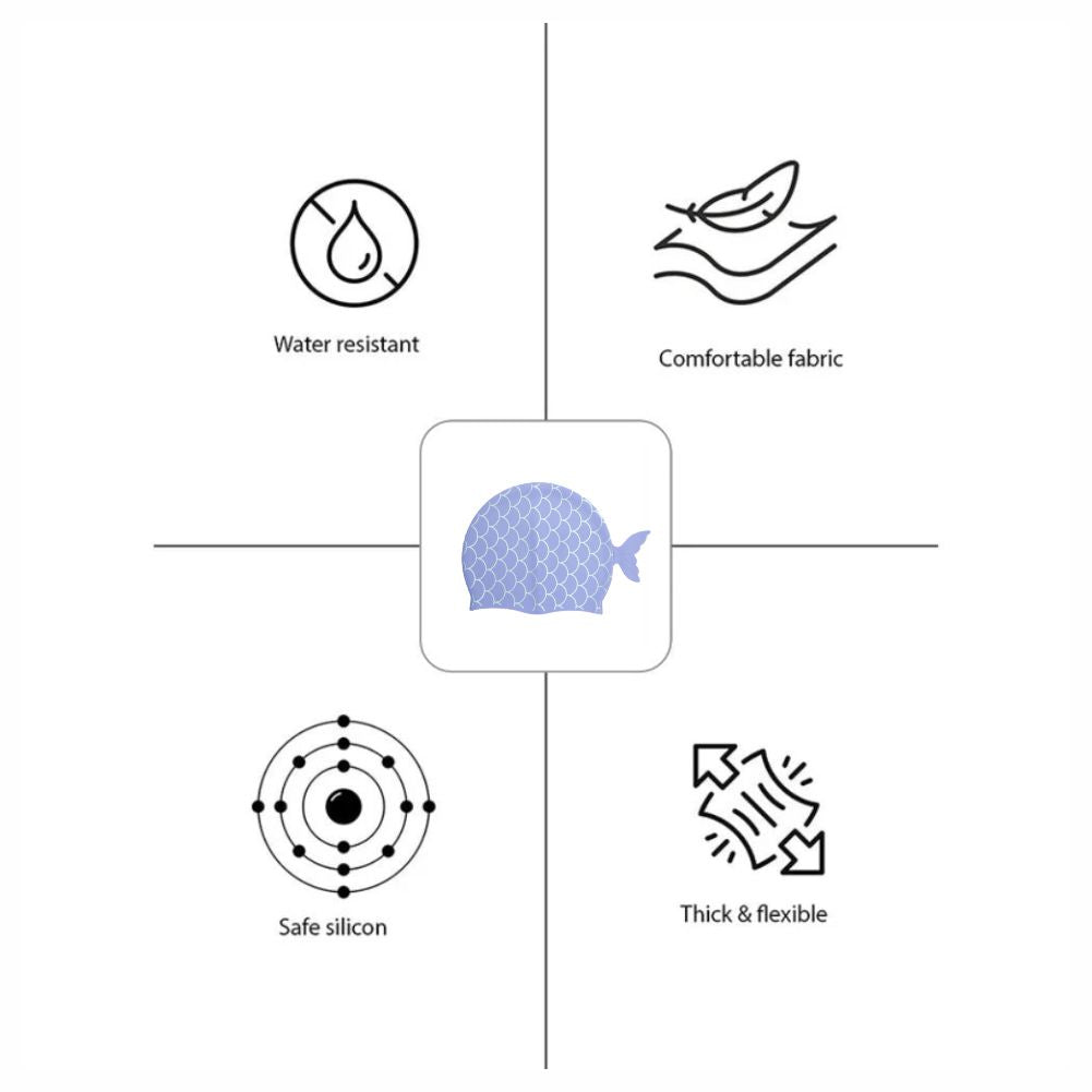 Little Surpise Box, Scales Purple Fishy , Silicone Kids Swim Cap, 5 years -15 years