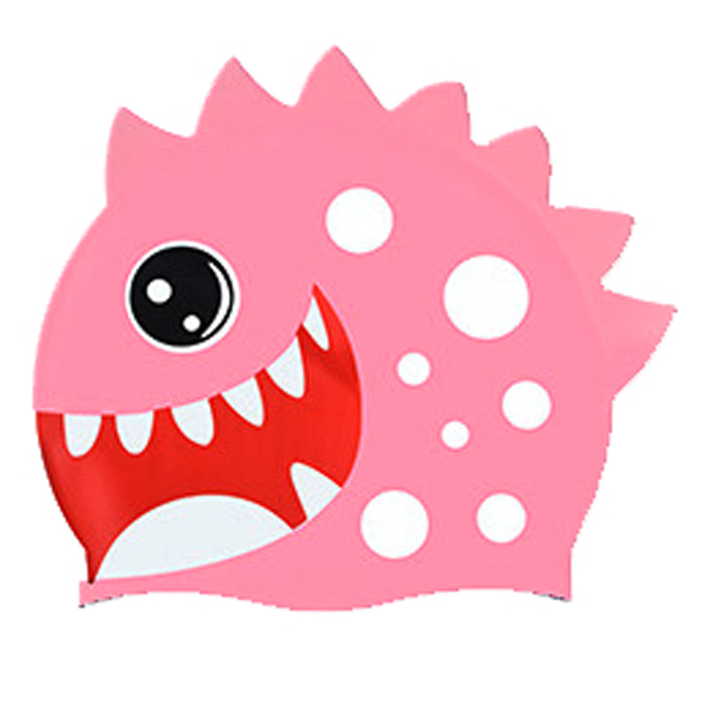 Little Surpise Box, 3d White Polka Pink , Silicone Kids Swim Cap, 5 years -15 years