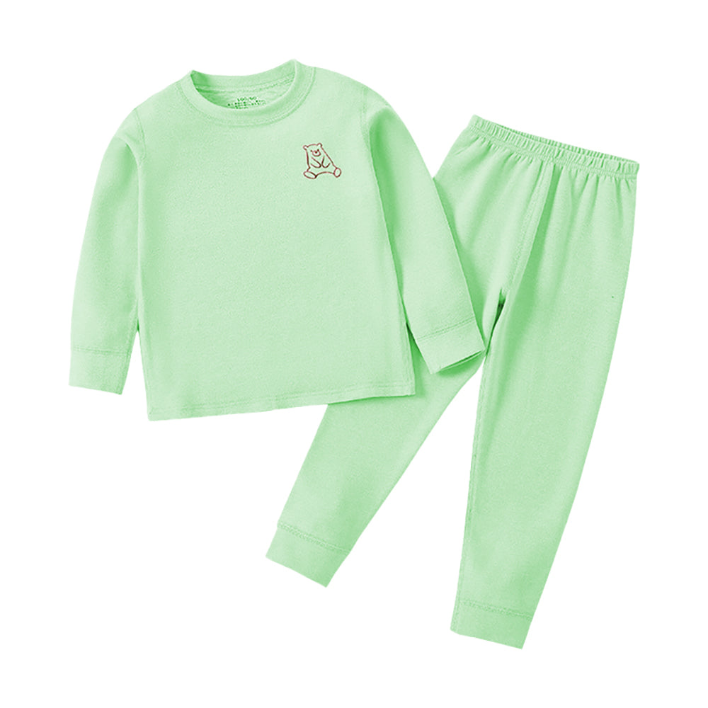 Mint Crewneck Teddy Upper & Lower Body Thermal Winter Warmers For Kids-Set Of 2 Pcs