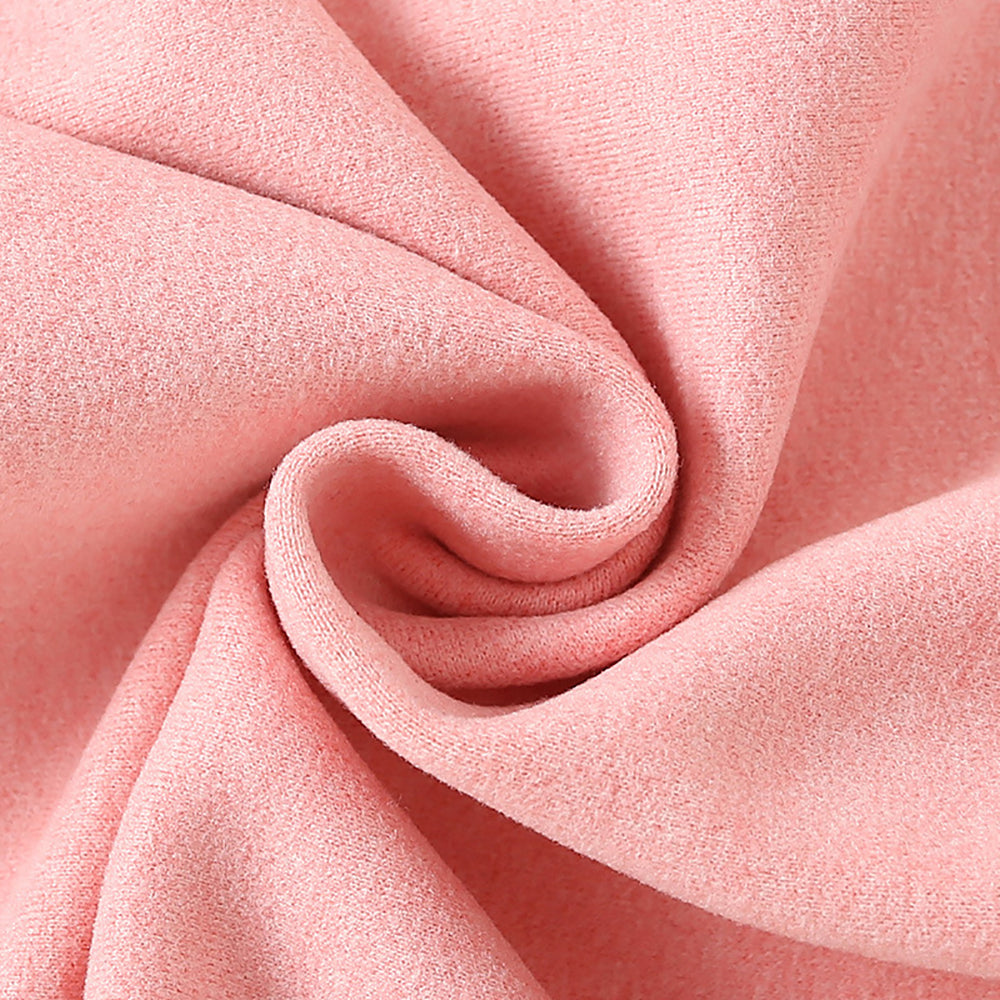 Pink Round Neck Upper & Lower Body Thermal Winter Warmers For Kids-Set Of 2 Pcs