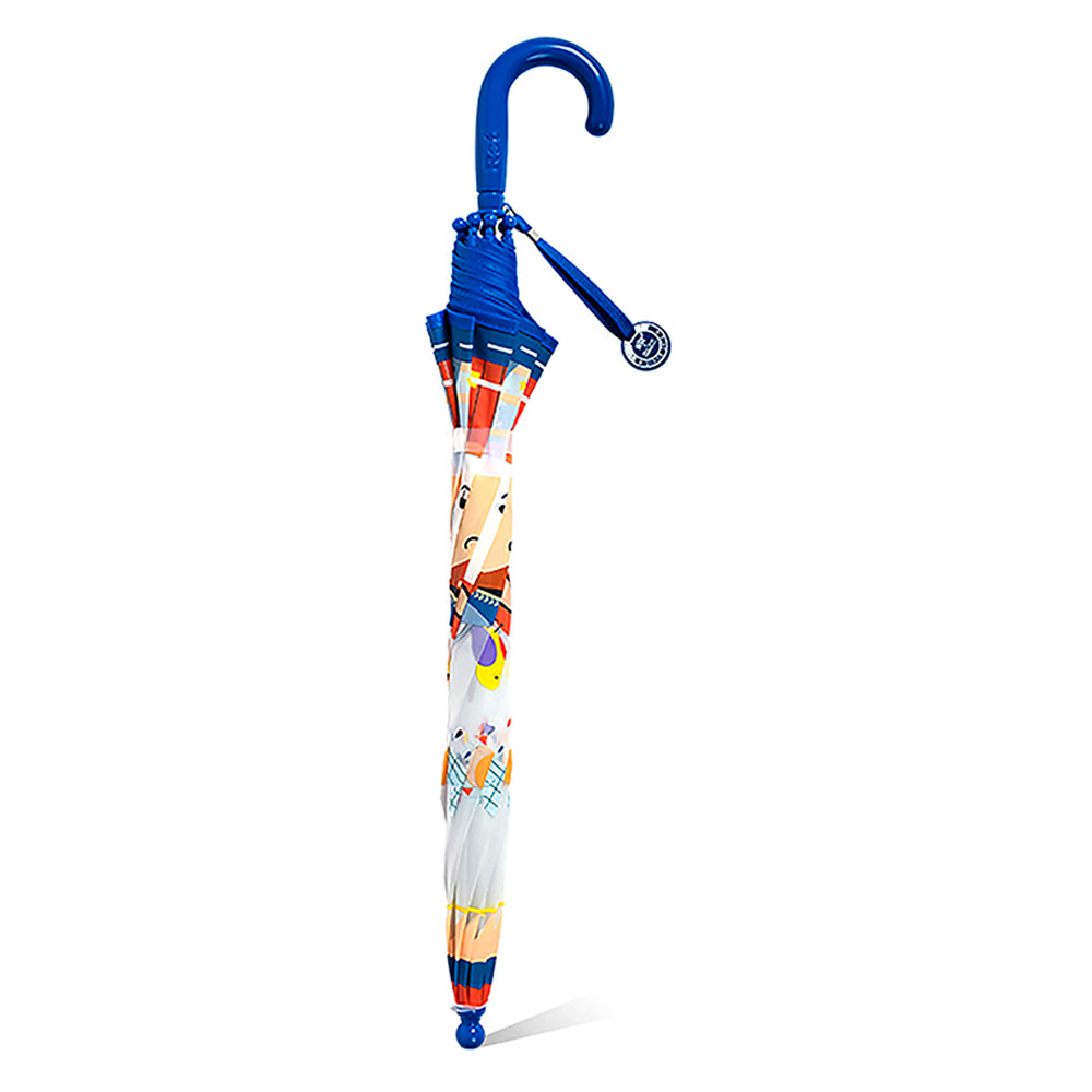Little Surprise Box Panda Police Transparent Style Blue Umbrella for Kids