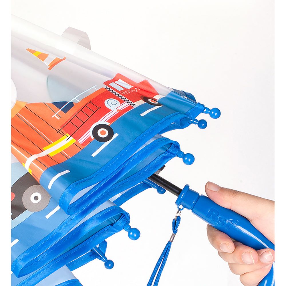 Little Surprise Box Panda Police Transparent Style Blue Umbrella for Kids