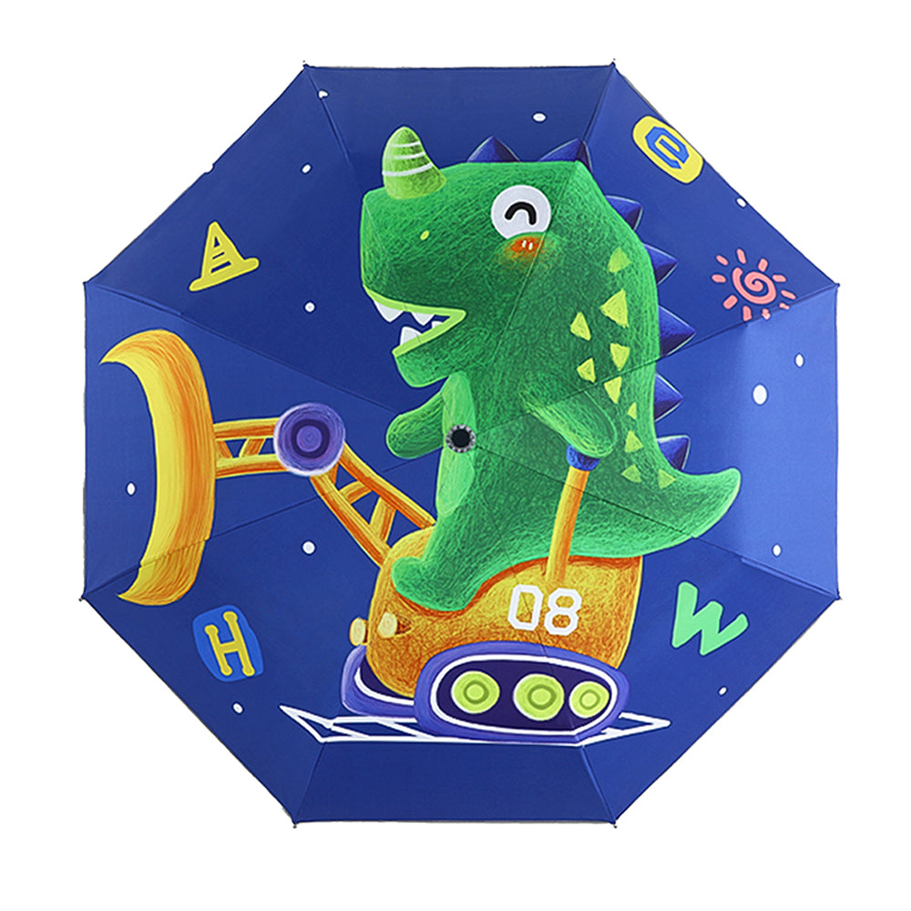 Little Surprise Box, 3 Fold Dump Truck Dino theme Rain & All Season Umbrella for Kids