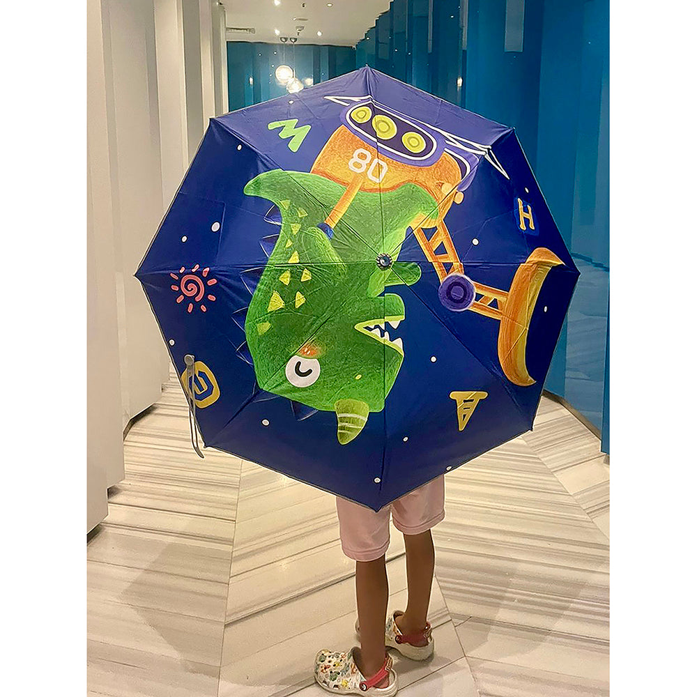 Little Surprise Box, 3 Fold Dump Truck Dino theme Rain & All Season Umbrella for Kids