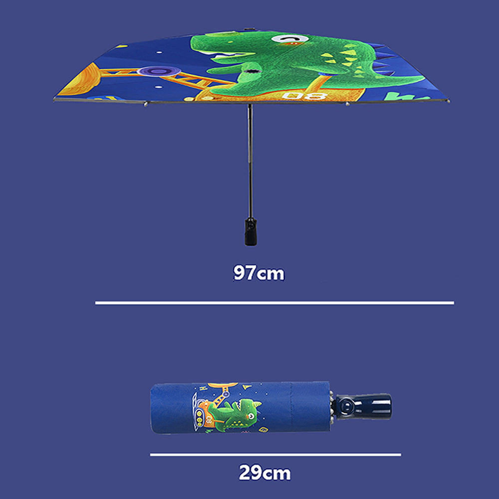 Little Surprise Box, 3 Fold Dump Truck Dino theme Rain & All Season Umbrella for Kids