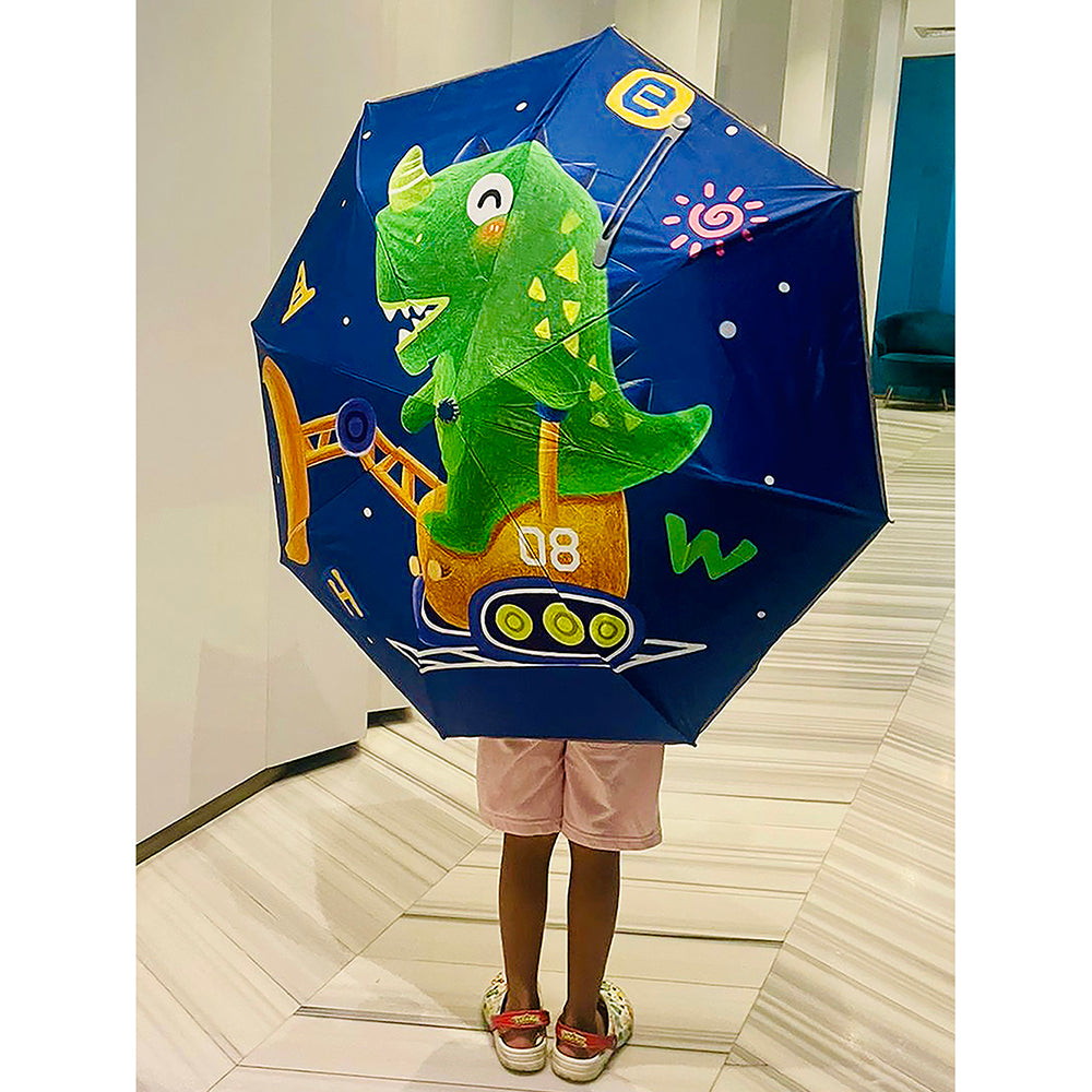 Little Surprise Box, 3 Fold Dump Truck Dino theme Rain & All Season Umbrella for Kids