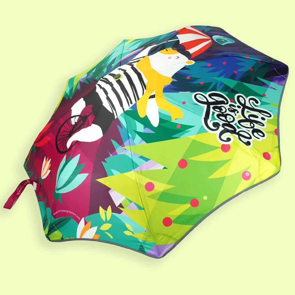 Little Surprise Box, 3 fold KellyJo & Starsy Rain & All Season Umbrella for Kids