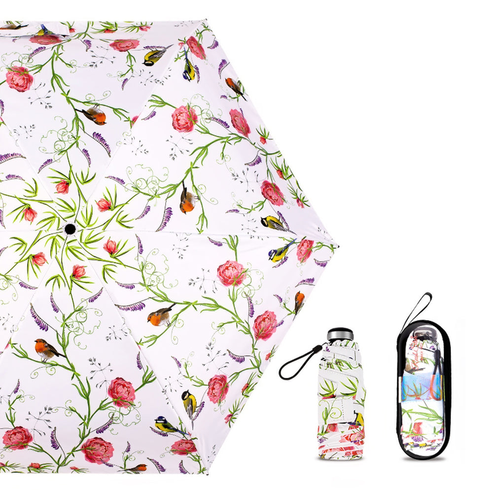 Little Surprise Box, 5 Fold Capsule Pocket Edition Little Birdie Theme Umbrella for Adults