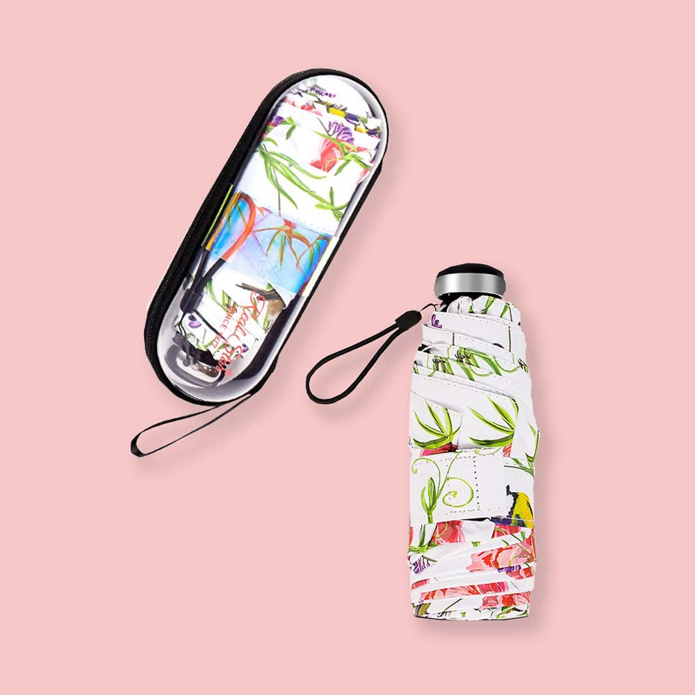 Little Surprise Box, 5 Fold Capsule Pocket Edition Little Birdie Theme Umbrella for Adults
