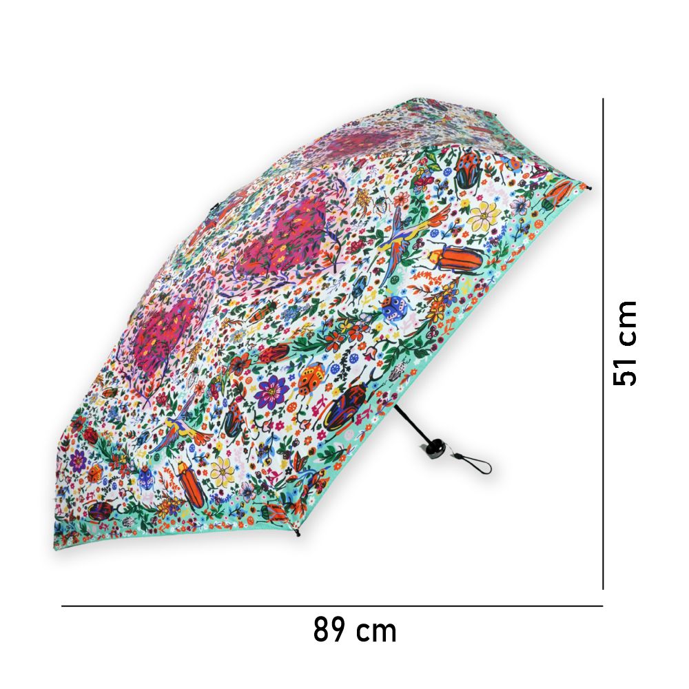 Little Surprise Box, 5 Fold Capsule Pocket edition Floral Heart theme Umbrella for Adults