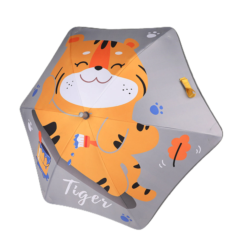 Little Surprise Box Little Surprise Box, Happy Tiger Print Canopy shaped umbrella for Kids, 2-5 years, Grey