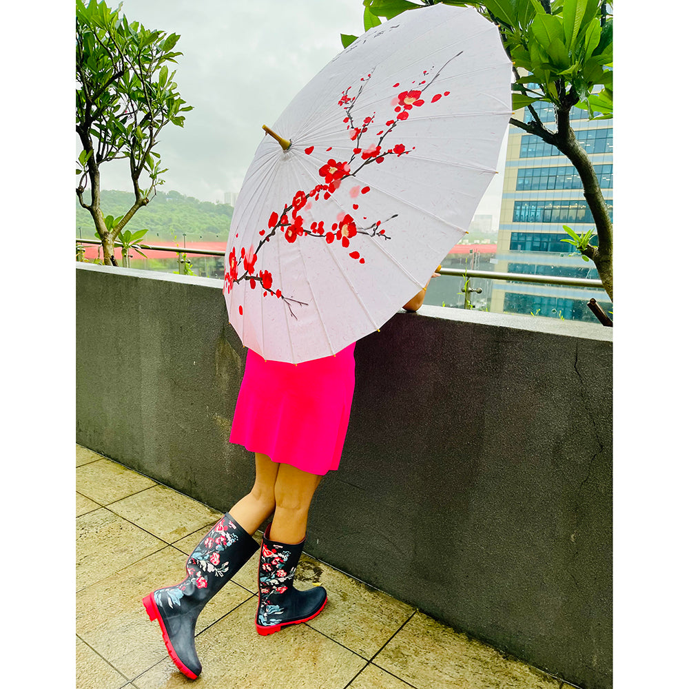 Little Surprise Box, Cherry Blossom , Chinese Canopy Style Rain and All season Umbrella