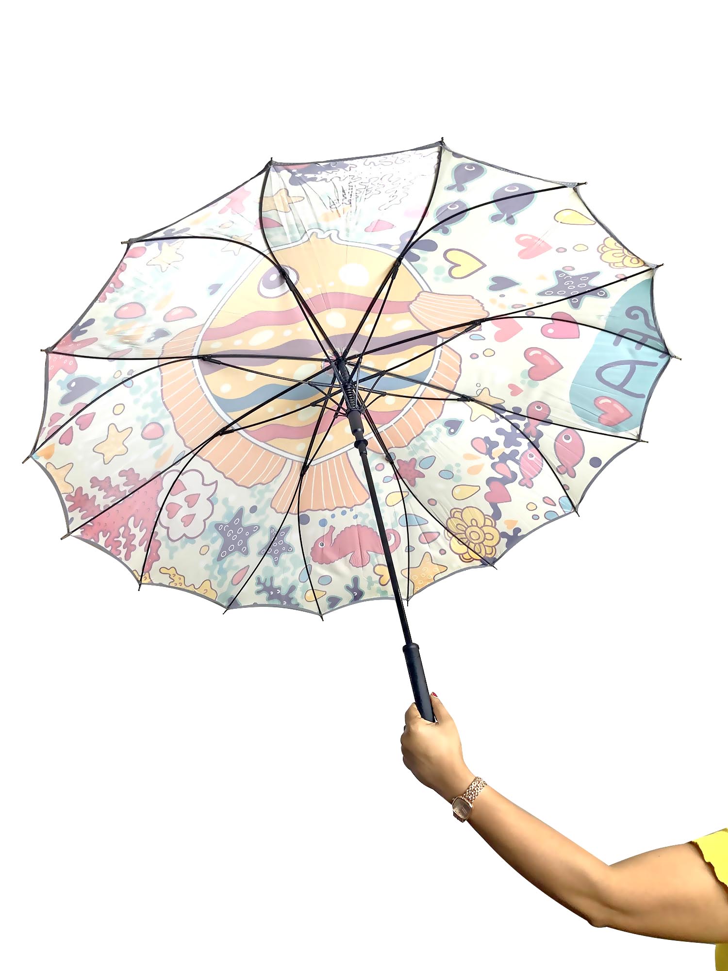 Little Surprise Box, Fishy Island Theme Rain & All Season Umbrella for Teens And Adults