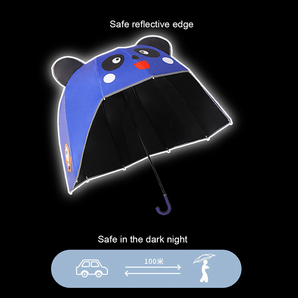 Little Surprise Box Panda Theme,Helmet Shape Kids Umbrella ,4-8Yrs,Bright Blue