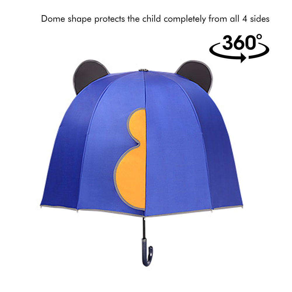 Little Surprise Box Panda Theme,Helmet Shape Kids Umbrella ,4-8Yrs,Bright Blue