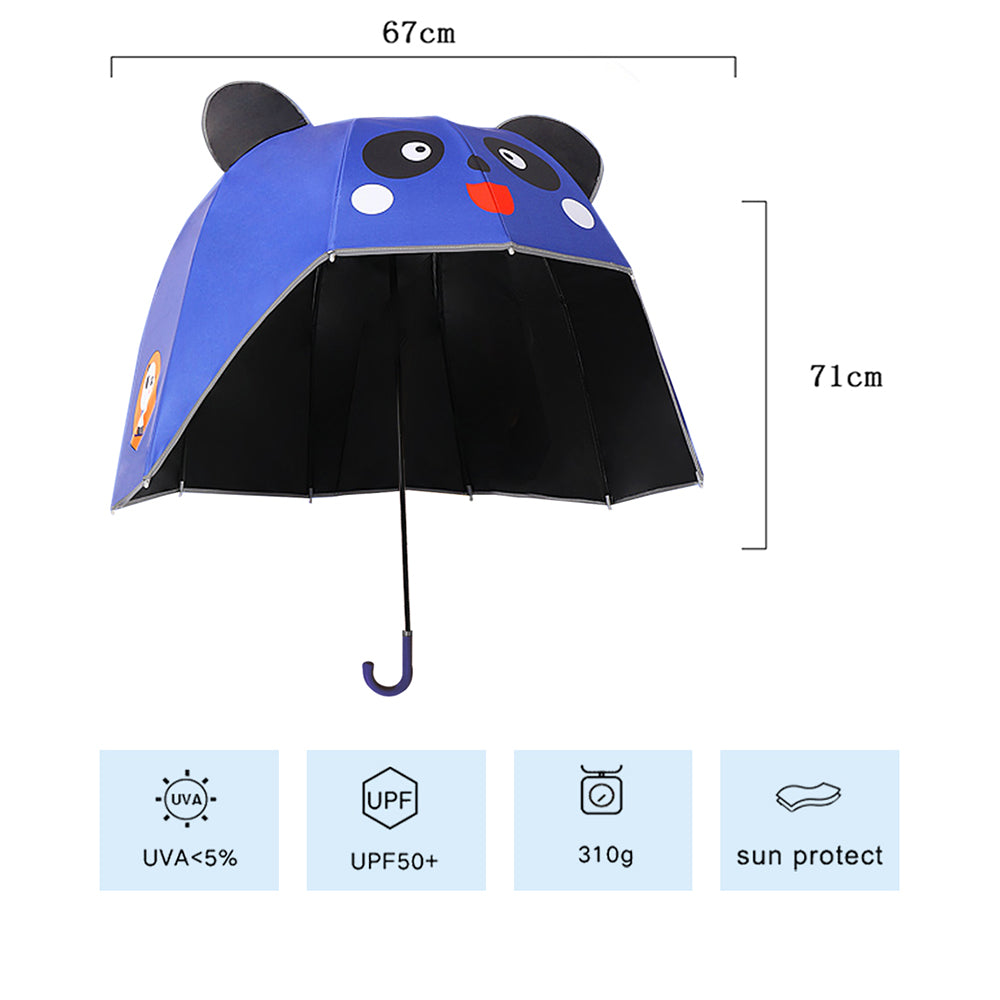 Little Surprise Box Panda Theme,Helmet Shape Kids Umbrella ,4-8Yrs,Bright Blue