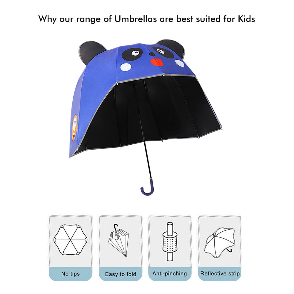 Little Surprise Box Panda Theme,Helmet Shape Kids Umbrella ,4-8Yrs,Bright Blue