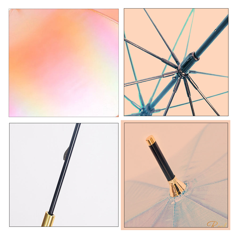 Little Surprise Box, Orange Holographic Glitter Rain Umbrella For Kids & Adults.