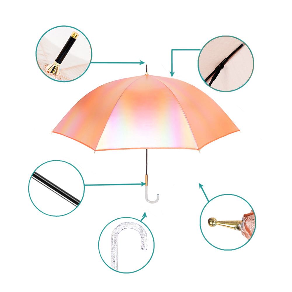 Little Surprise Box, Orange Holographic Glitter Rain Umbrella For Kids & Adults.