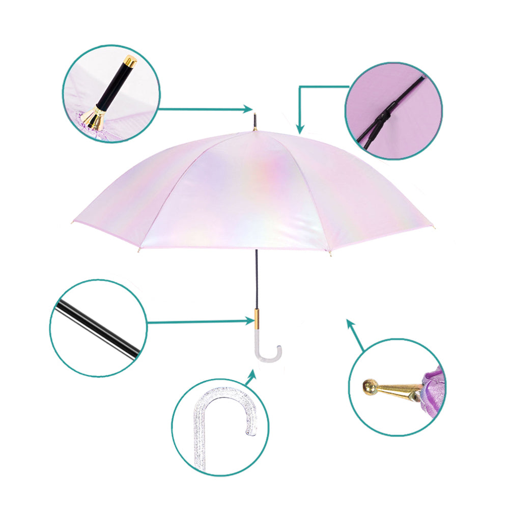 Little Surprise Box, Lilac Holographic Glitter Rain Umbrella For Kids & Adults.