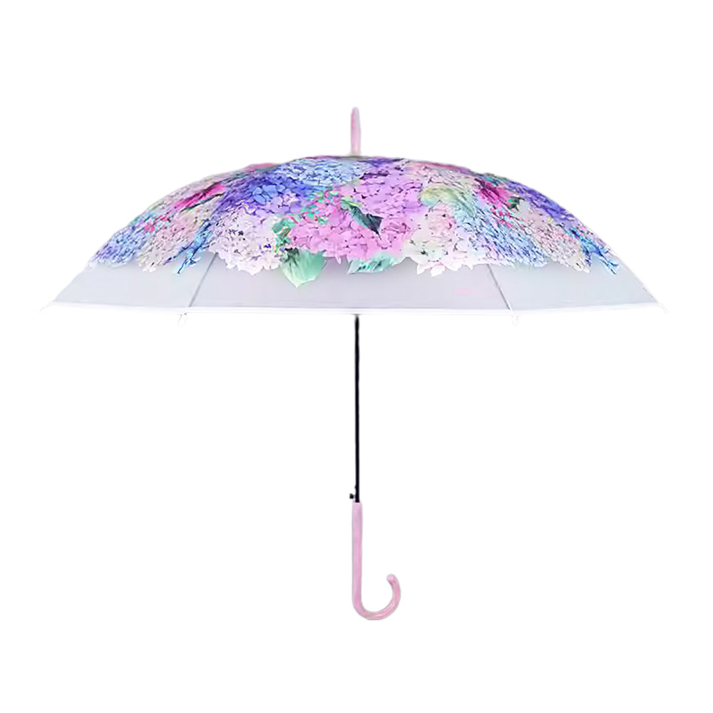 Little Surprise Box, Pink Hydrangea Bunch Floral Print Translucent All-Season Umbrella For Kids & Adults.