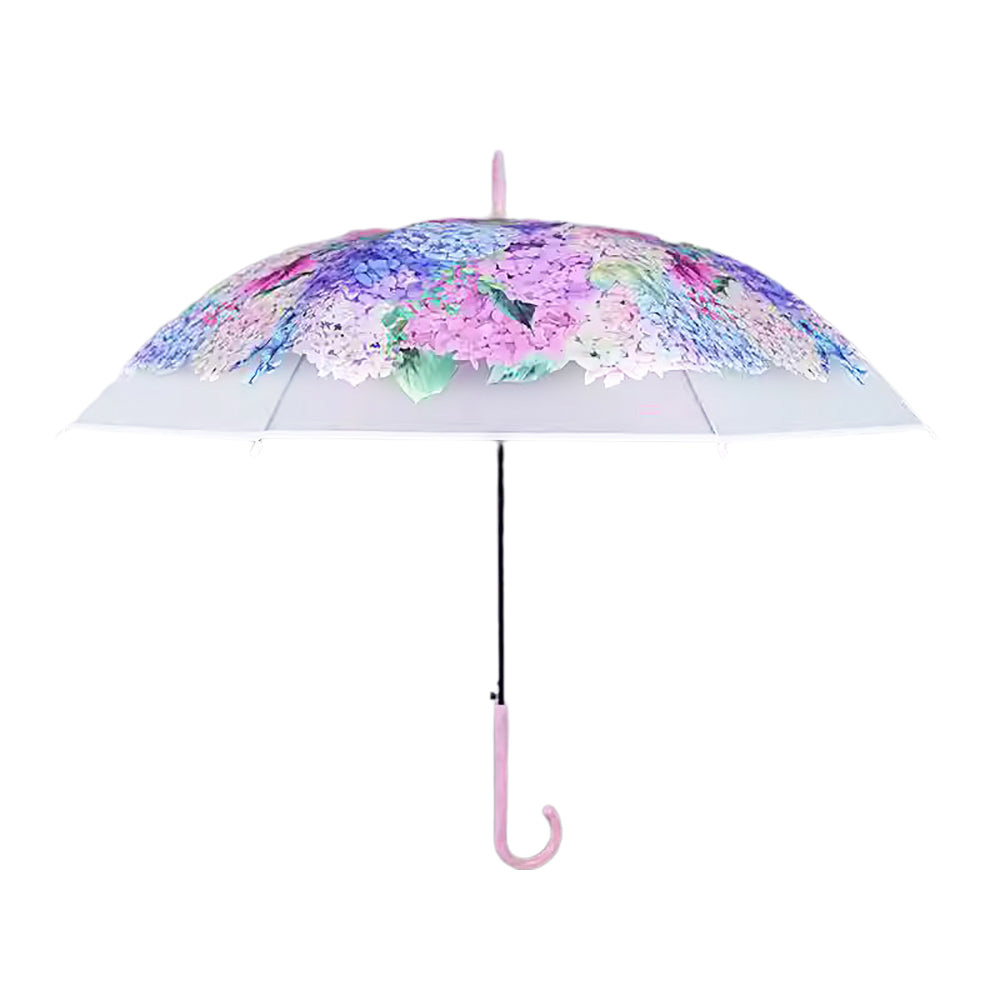 Little Surprise Box, Pink Hydrangea Bunch Floral Print Translucent All-Season Umbrella For Kids & Adults.