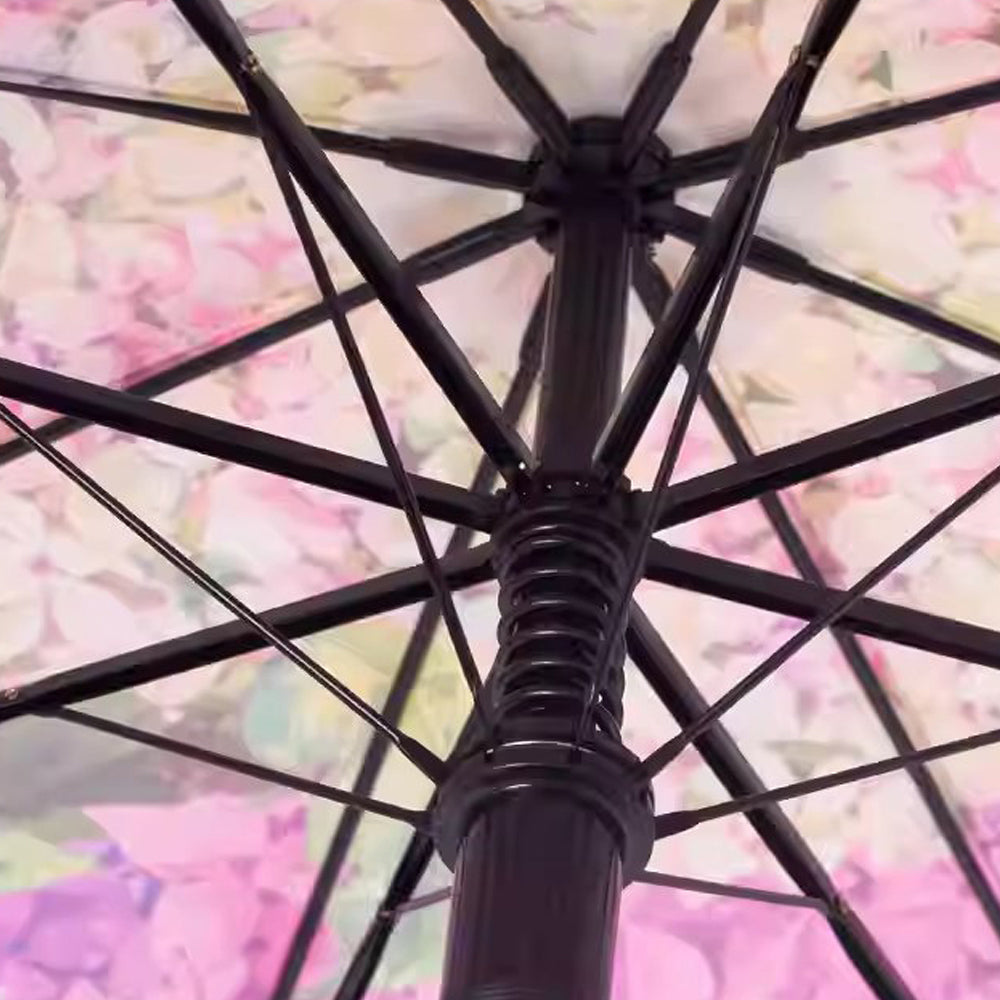 Little Surprise Box, Pink Hydrangea Bunch Floral Print Translucent All-Season Umbrella For Kids & Adults.