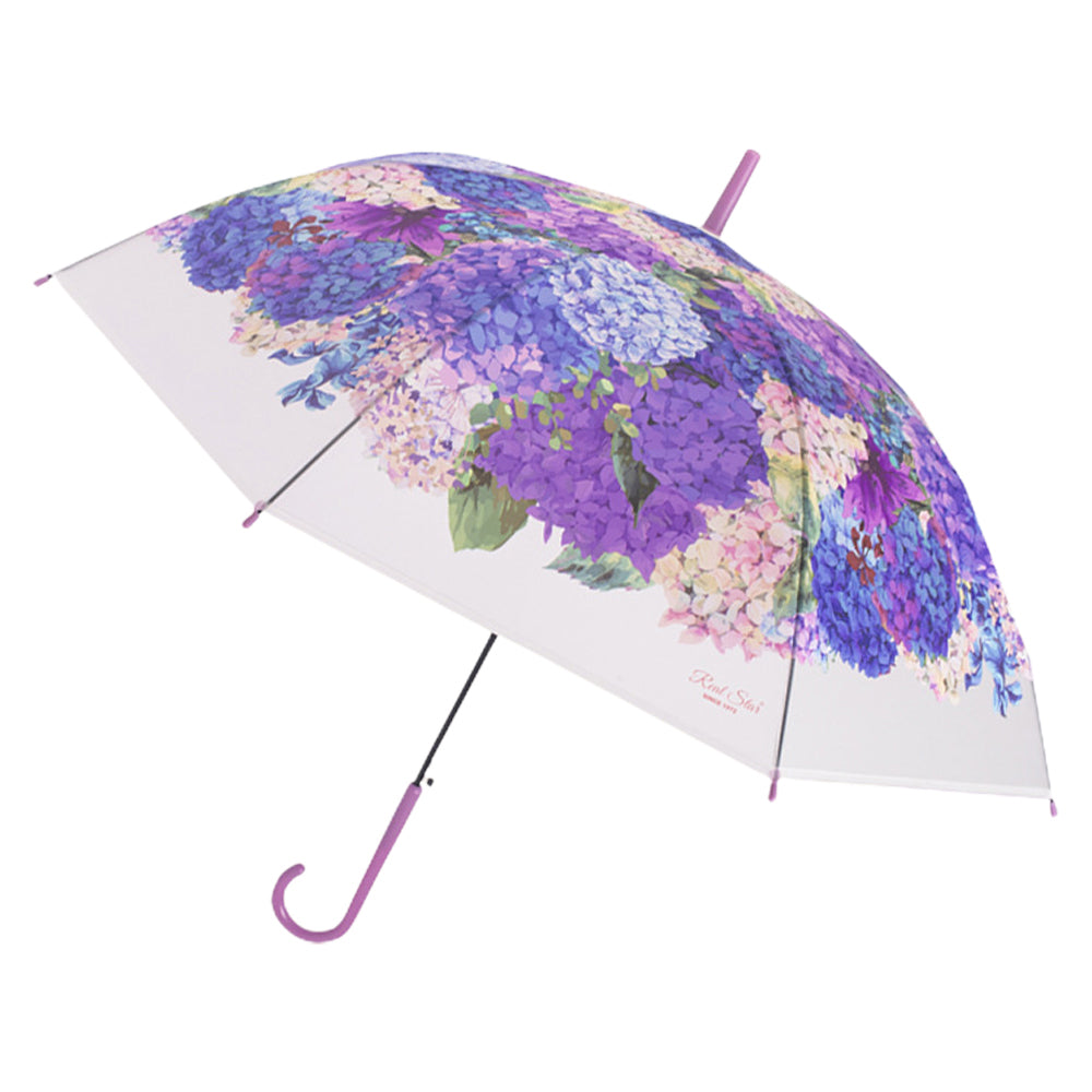 Little Surprise Box Purple Hydrangea Bunch Floral Print Translucent All-Season Umbrella For Kids & Adults.