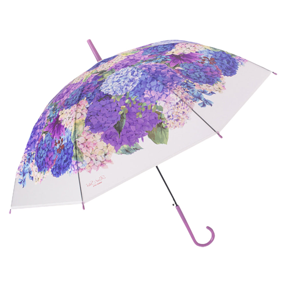 Little Surprise Box Purple Hydrangea Bunch Floral Print Translucent All-Season Umbrella For Kids & Adults.