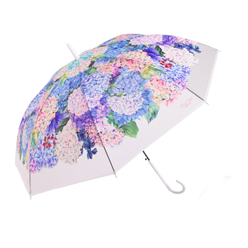Little Surprise White Hydrangea Bunch Floral Print Translucent All-season Umbrella For Kids & Adults.