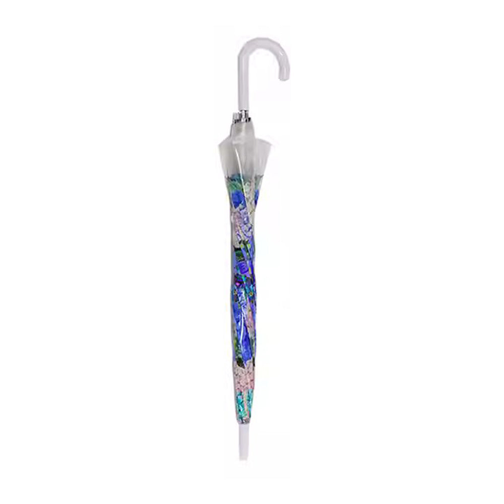Little Surprise White Hydrangea Bunch Floral Print Translucent All-season Umbrella For Kids & Adults.
