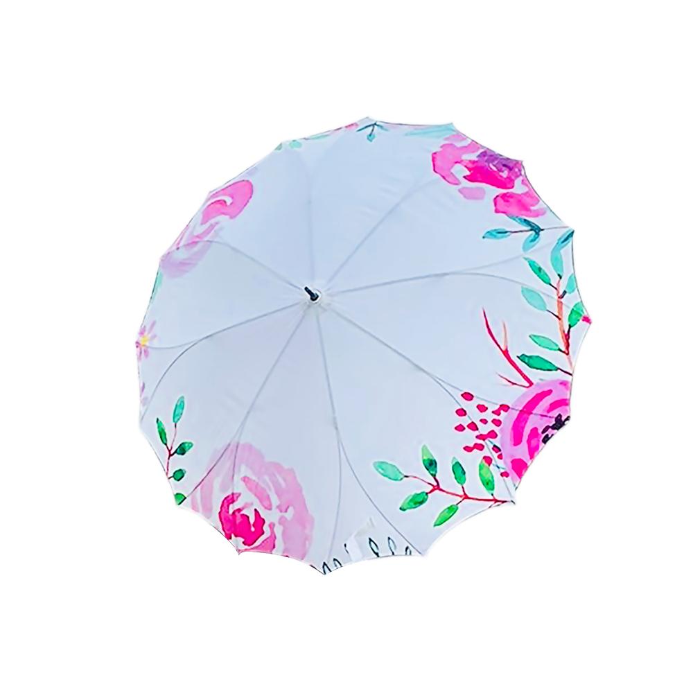 Little Surprise Box, Pink floral Paint Brush theme Rain & All Season Umbrella for Teens And Adults