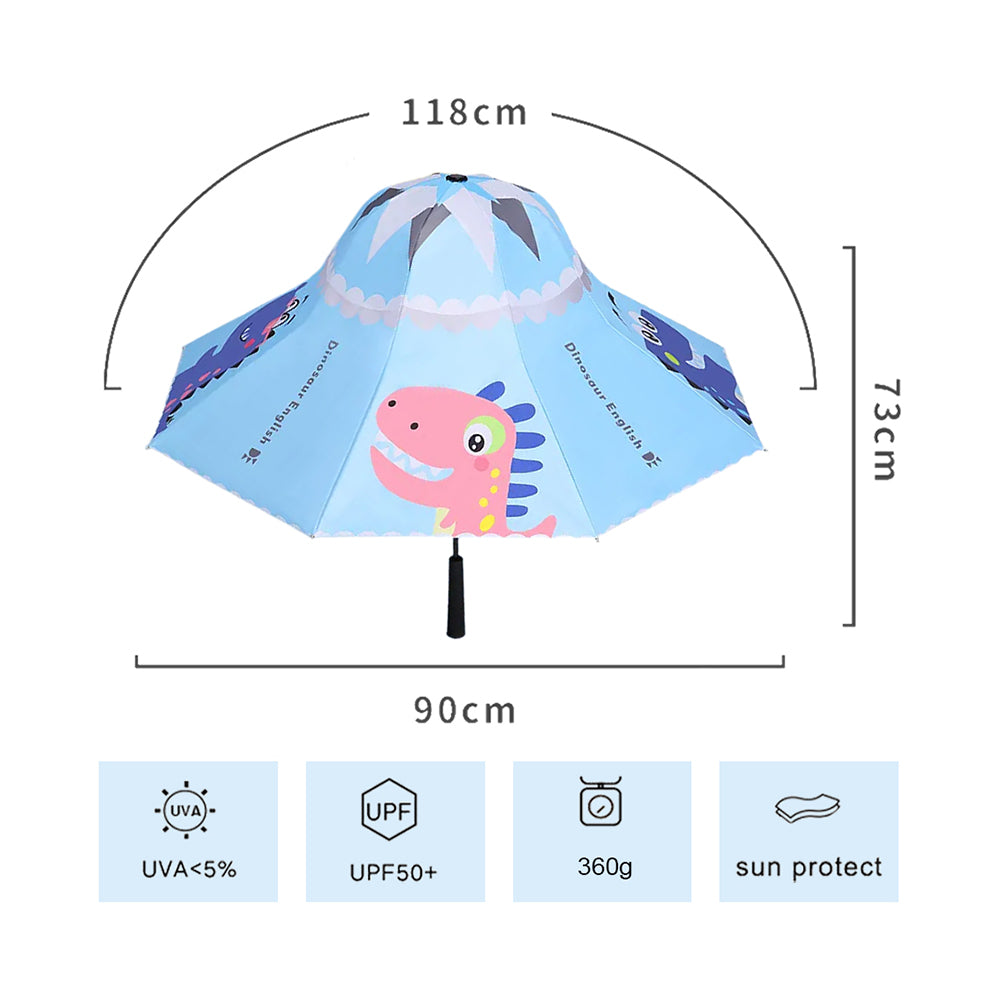 Little Surprise Box Blue Dino ,Unique Spanish Patio Style Kids Umbrella,5-12Years, Blue