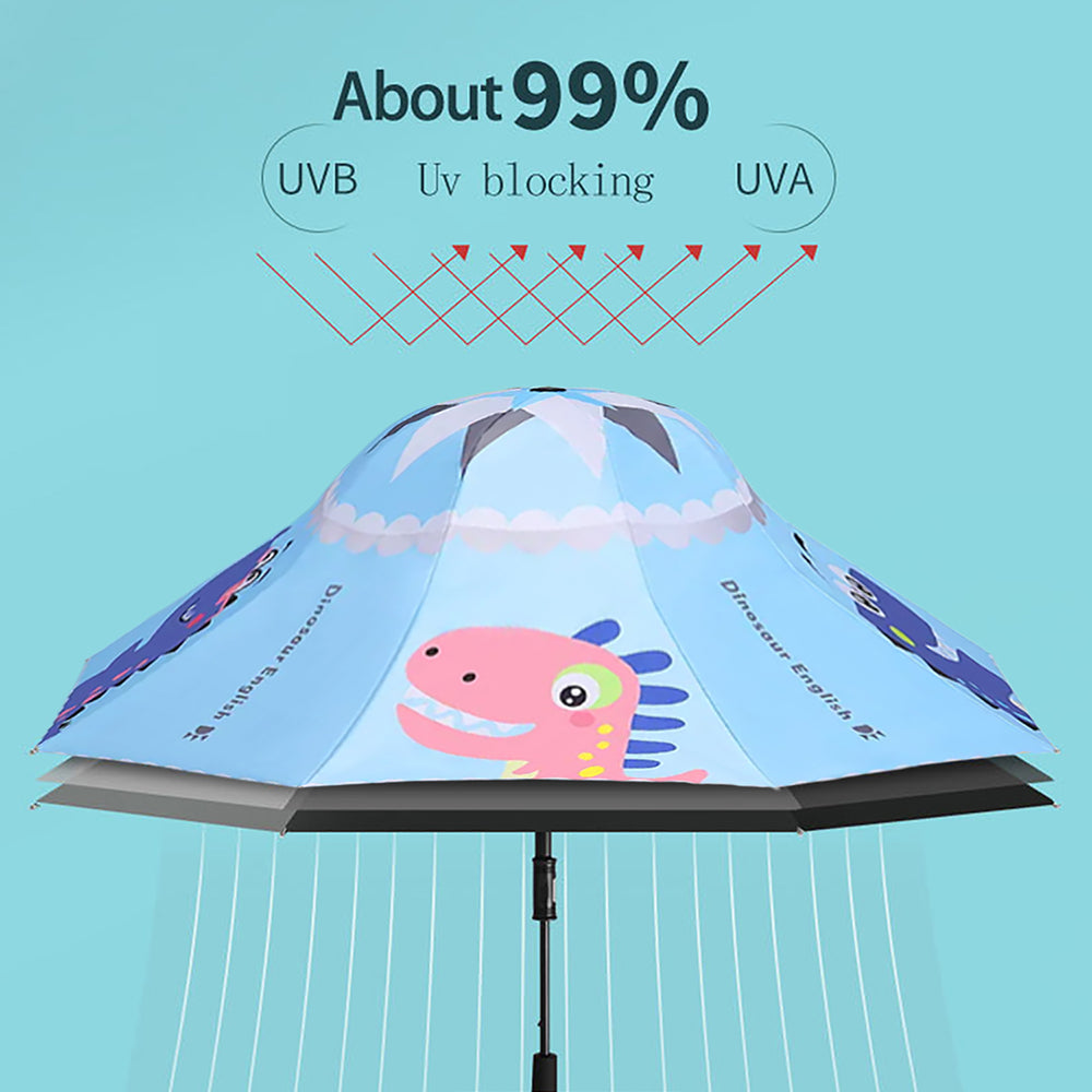 Little Surprise Box Blue Dino ,Unique Spanish Patio Style Kids Umbrella,5-12Years, Blue