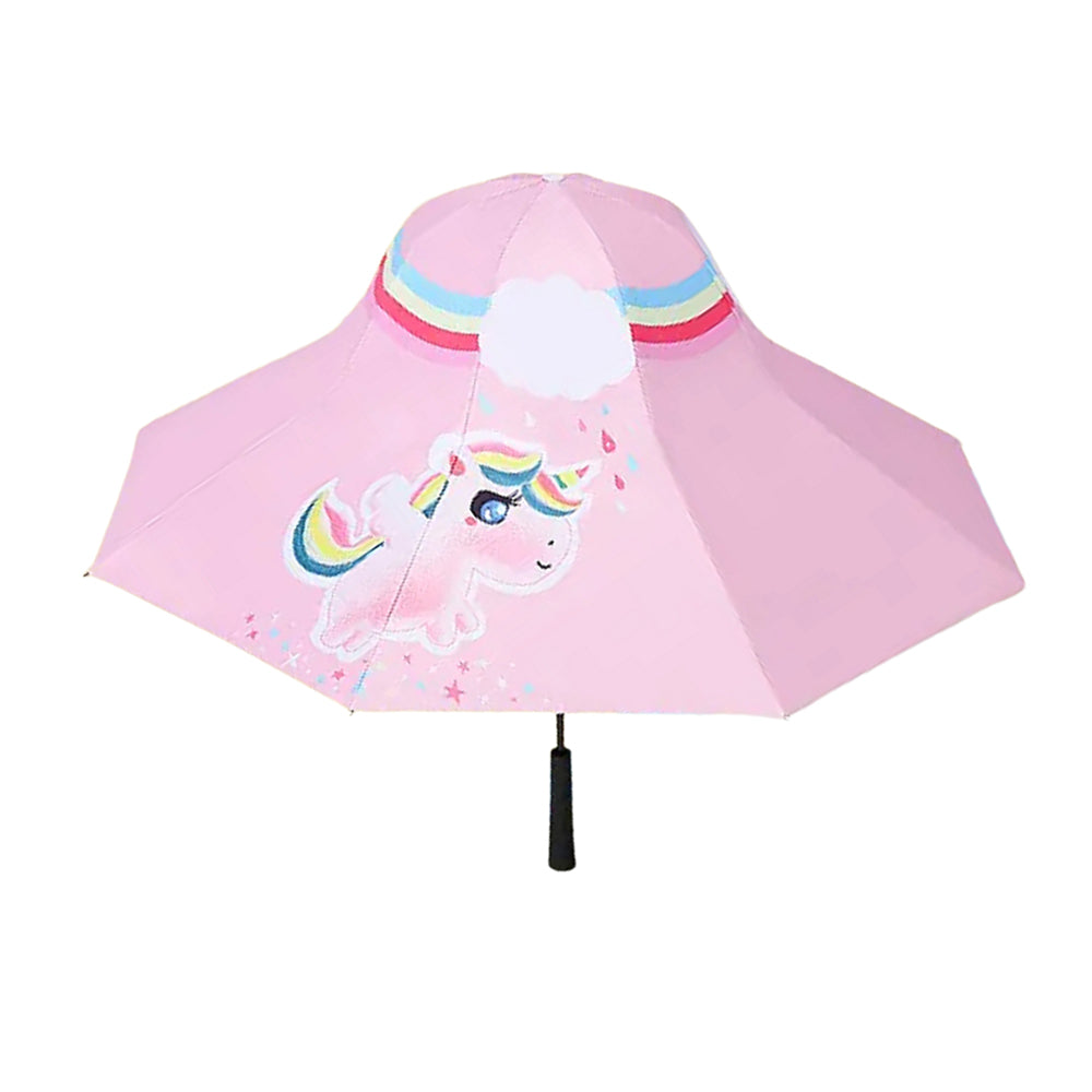 Little Surprise Box Rainbow Uni Theme, Unique Spanish Patio Style Kids Umbrella, 5-12Years,Pink