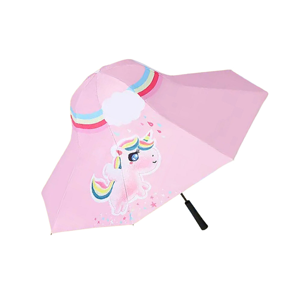 Little Surprise Box Rainbow Uni Theme, Unique Spanish Patio Style Kids Umbrella, 5-12Years,Pink