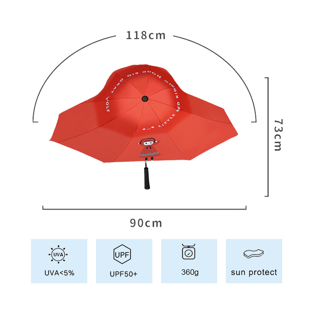 Little Surprise Box Red Riding Hood Theme, Unique Spanish Patio Style Kids Umbrella, 5-12Years,Red