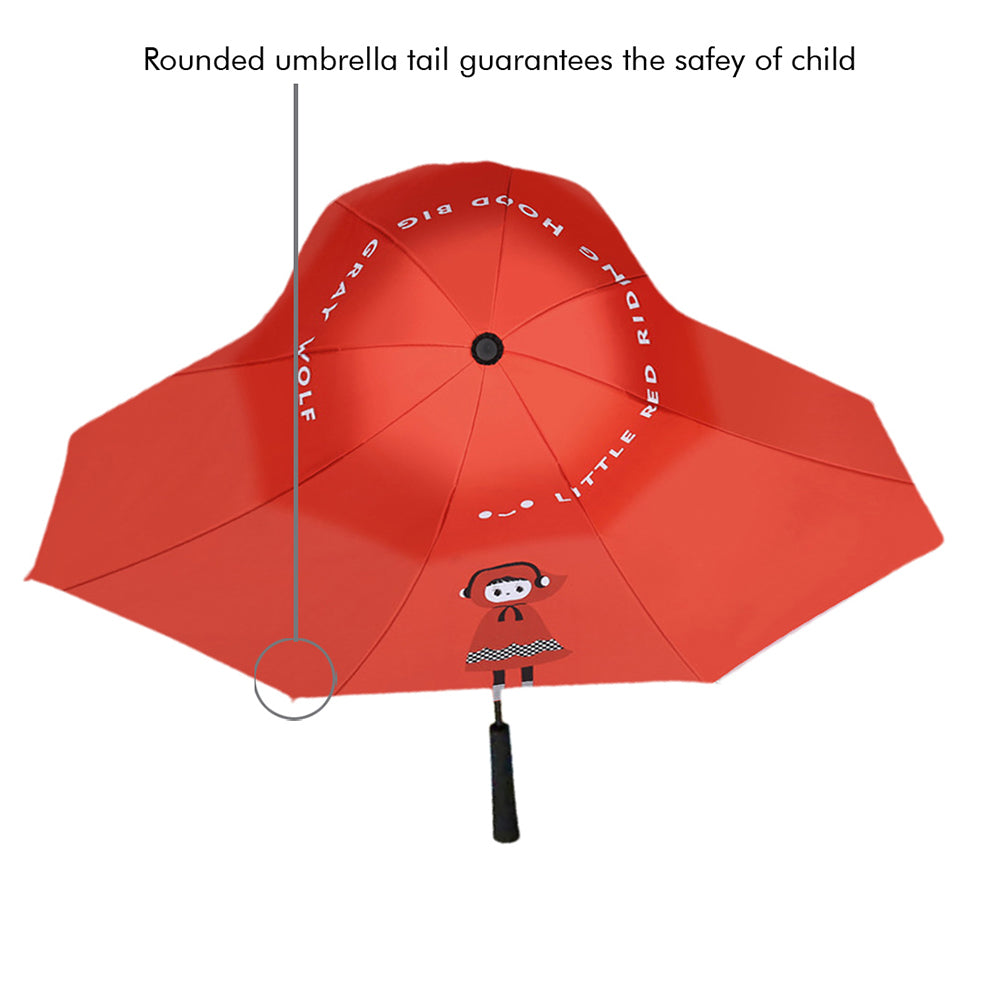 Little Surprise Box Red Riding Hood Theme, Unique Spanish Patio Style Kids Umbrella, 5-12Years,Red