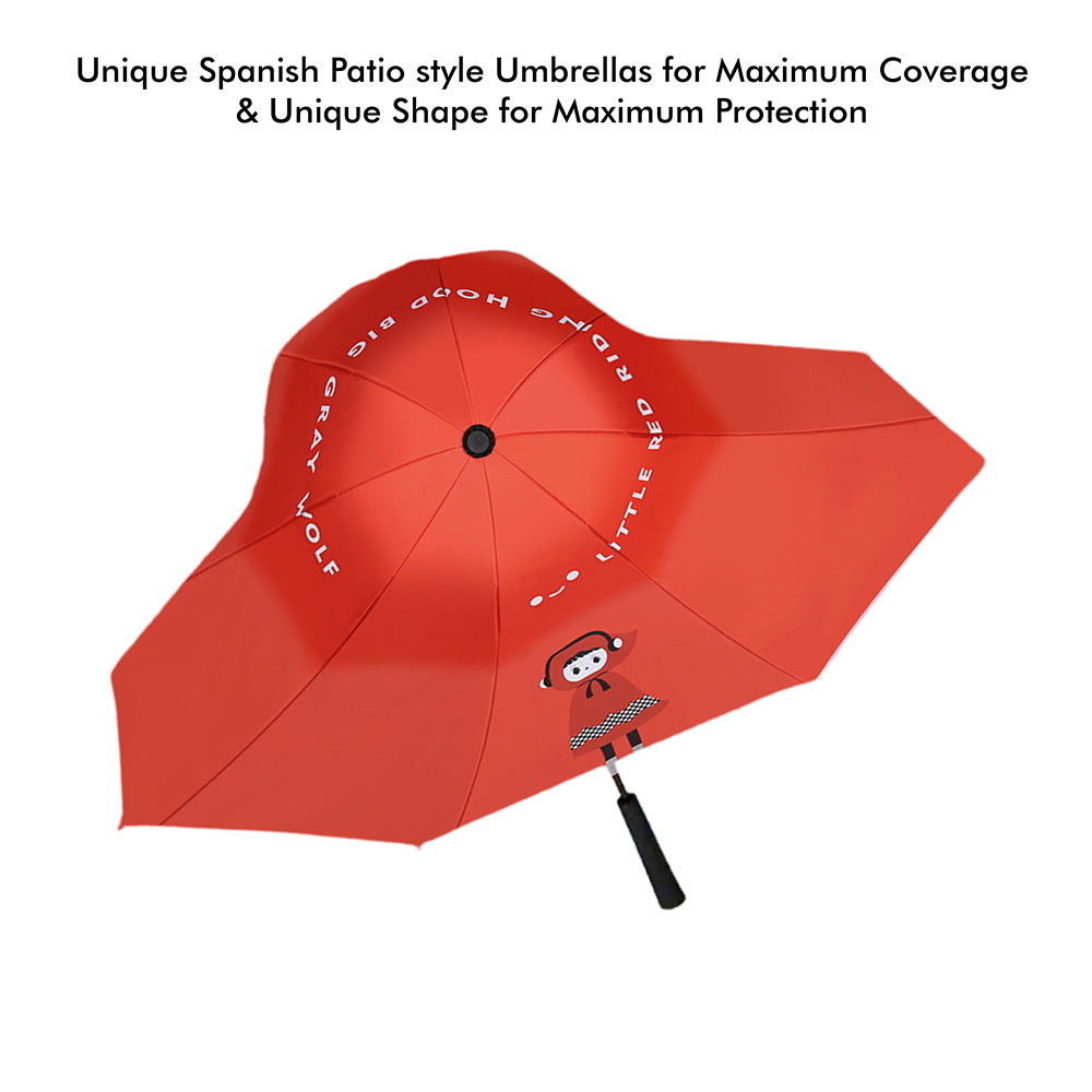 Little Surprise Box Red Riding Hood Theme, Unique Spanish Patio Style Kids Umbrella, 5-12Years,Red