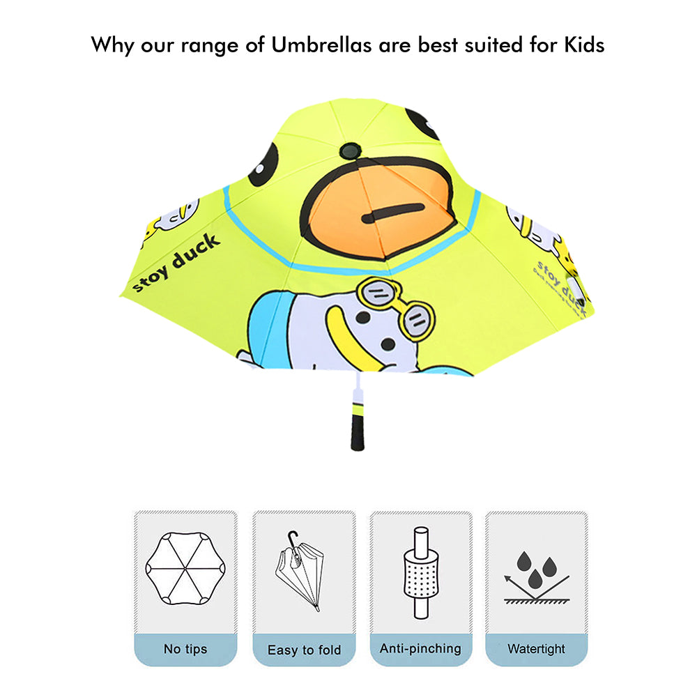 Little Surprise Box Toy Duck Theme, Unique Spanish Patio Style Kids Umbrella, 5-12Years,Green