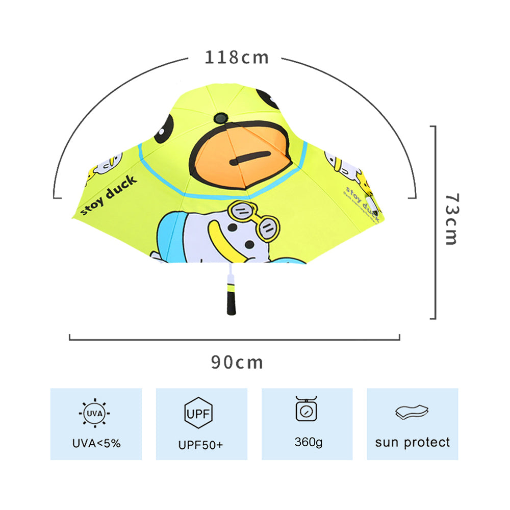 Little Surprise Box Toy Duck Theme, Unique Spanish Patio Style Kids Umbrella, 5-12Years,Green
