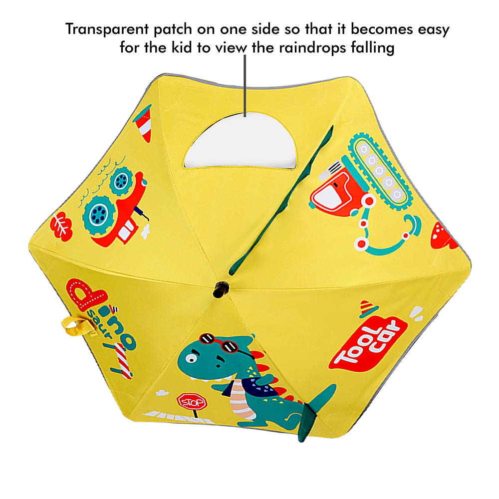 Little Surprise Box Little Surprise Box, 3d Tail Cool Dino Transparent Patch Kids Umbrella, 2-5 years, Yellow