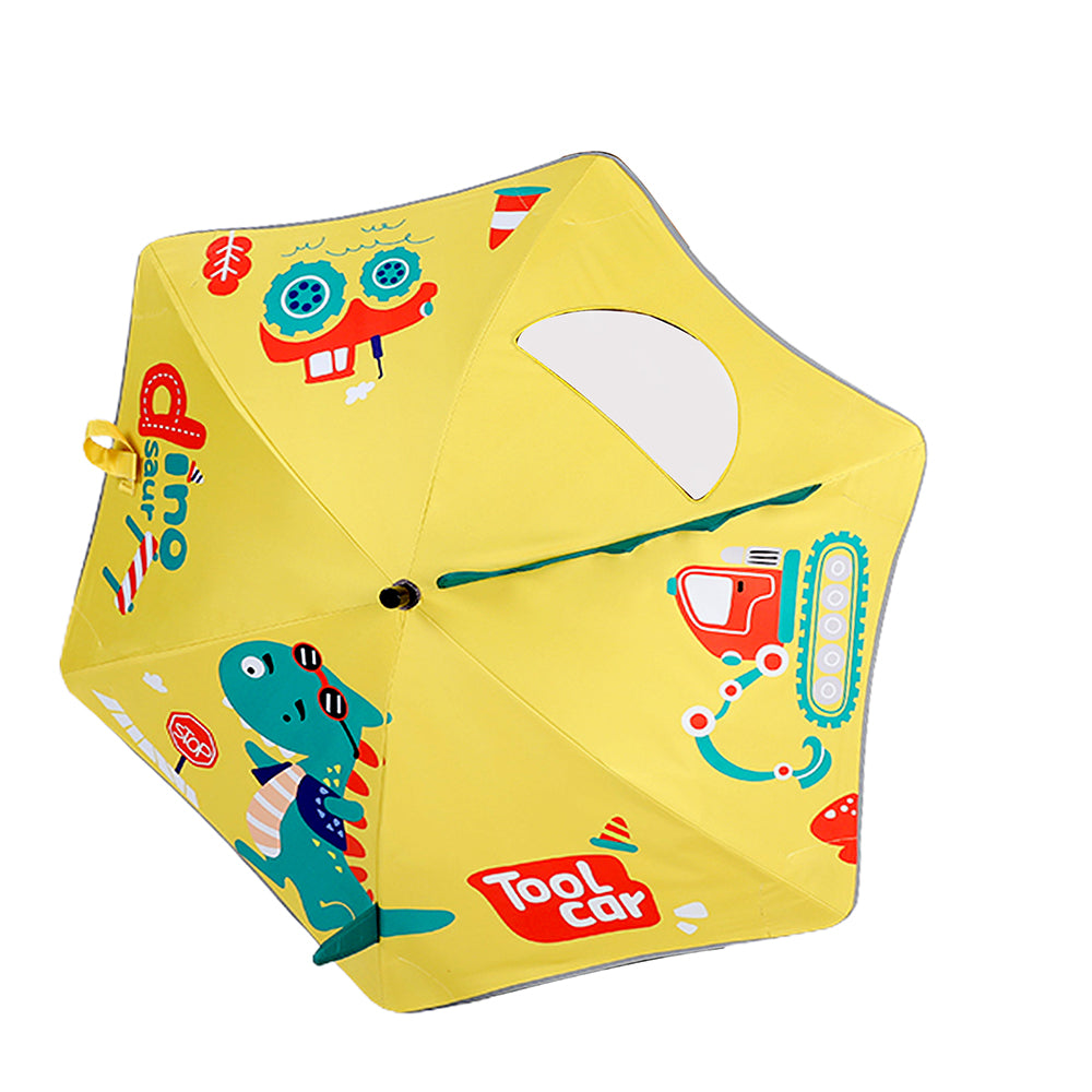 Little Surprise Box Little Surprise Box, 3d Tail Cool Dino Transparent Patch Kids Umbrella, 2-5 years, Yellow