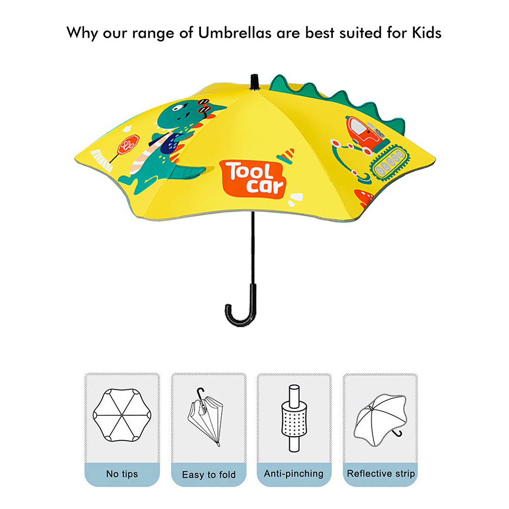 Little Surprise Box Little Surprise Box, 3d Tail Cool Dino Transparent Patch Kids Umbrella, 2-5 years, Yellow