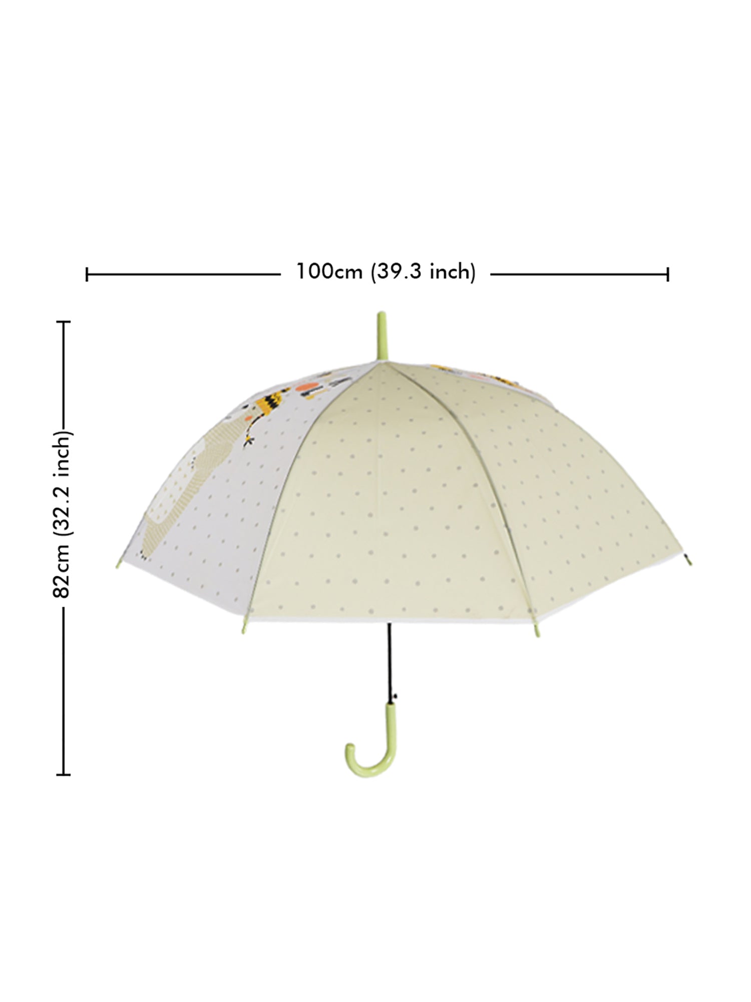 Little Surprise Box, Olive Green, Translucent Rock And Roll Kelly Jo Teddy Print With Polka Dots, Rain And All-Season Umbrella For Kids & Adults.