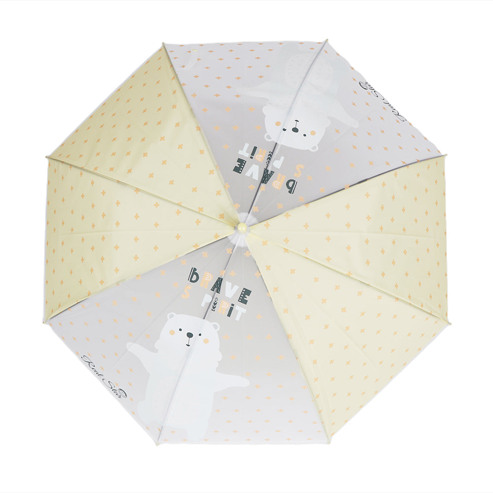 Little Surprise Box, Yellow Translucent Brave Spirit Kelly Jo Teddy Print, Rain And All-Season Umbrella For Kids & Adults.