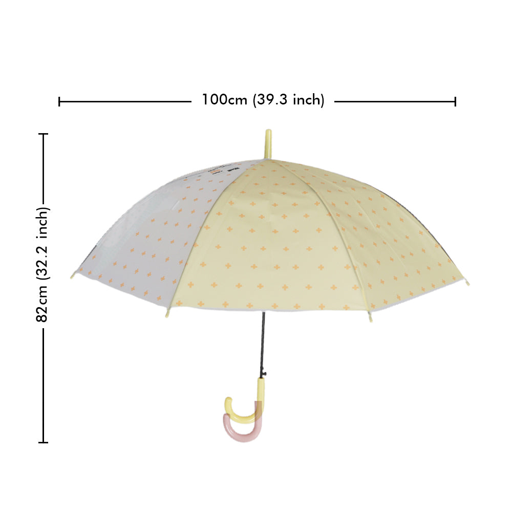 Little Surprise Box, Yellow Translucent Brave Spirit Kelly Jo Teddy Print, Rain And All-Season Umbrella For Kids & Adults.